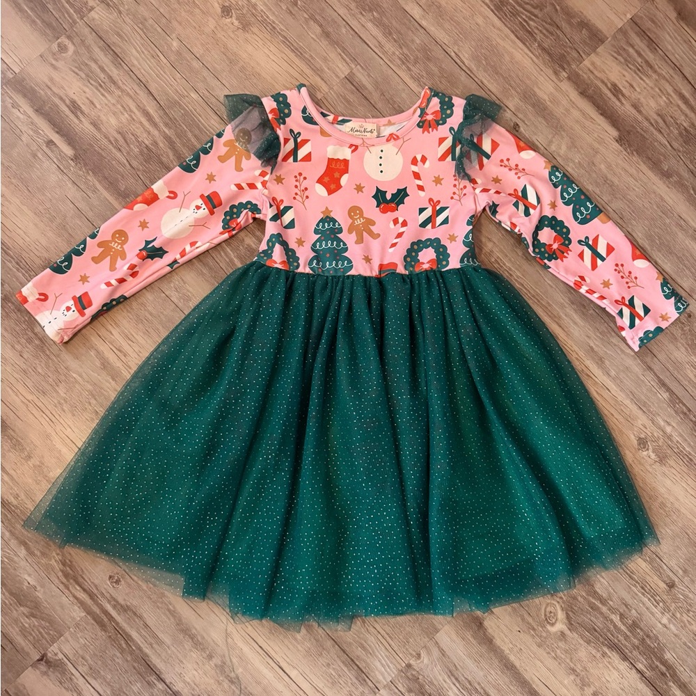 Marie Nicole Pink & Green Christmas Party Tulle Dress Size 5